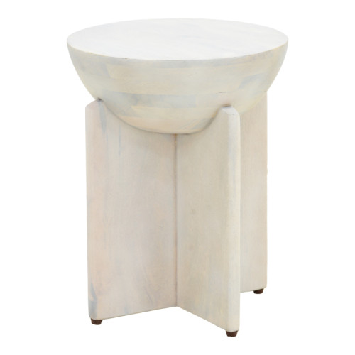 Side table Jenby pakoworld solid mango wood white D40x50cm