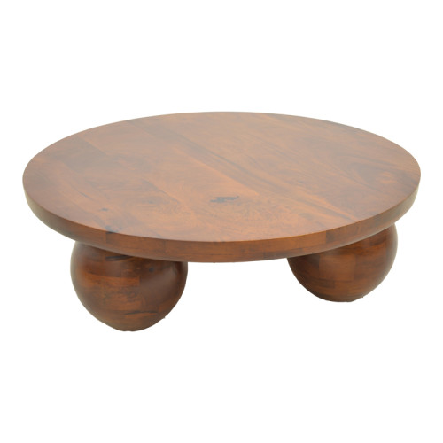 Coffee table Fedena pakoworld solid mango wood walnut D90x30cm