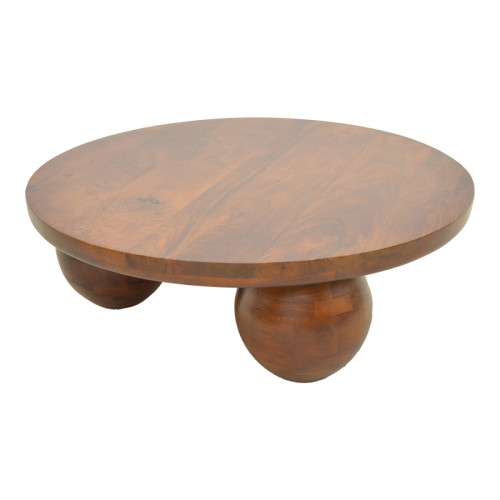 Coffee table Fedena pakoworld solid mango wood walnut D90x30cm