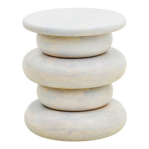 Side table Circena pakoworld solid mango wood white D40x45cm