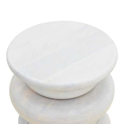 Side table Circena pakoworld solid mango wood white D40x45cm