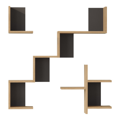 Wall shelf Verso pakoworld oak with anthracite color 99.4x14.5x103cm