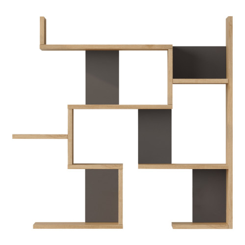 Wall shelf Maze pakoworld oak with anthracite color 93.3x14.5x90cm