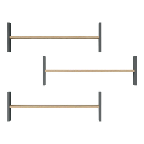 Wall shelf Mento pakoworld oak with anthracite color 75.6x14.5x23.6cm