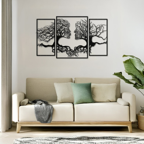Wall deco Connecto pakoworld set of 3 pieces black metal