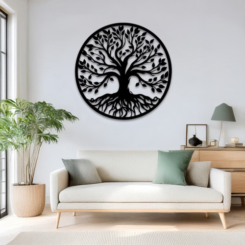Wall deco Treelife pakoworld black metal D80x0.15cm