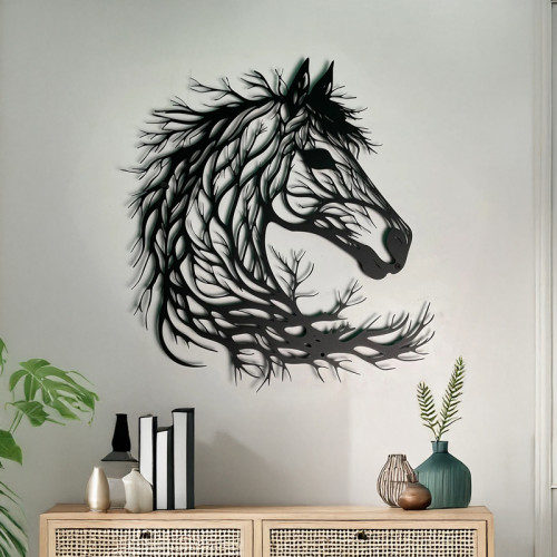 Wall deco Horsy pakoworld black metal 60x0.15x60cm