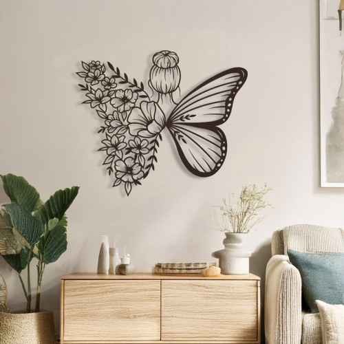 Wall deco Terfia pakoworld black metal 60x0.15x60cm