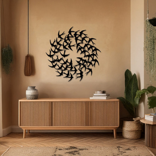 Wall deco Swarm pakoworld black metal D50x0.15cm