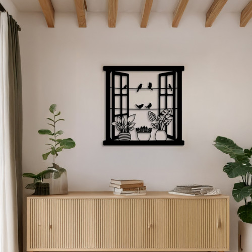 Wall deco Windo pakoworld black metal 50x0.15x50cm