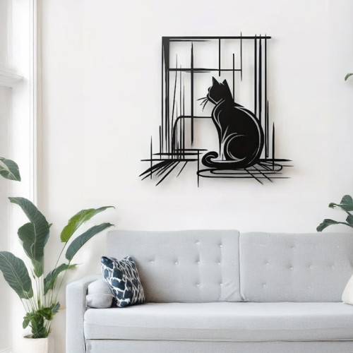 Wall deco Caten pakoworld black metal 50x0.15x50cm