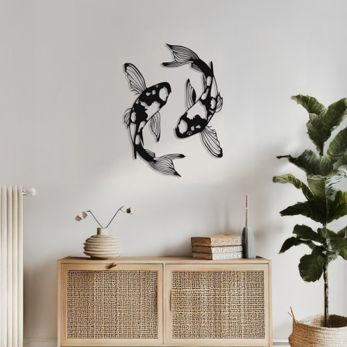 Wall deco Set of 2 pieces Konda pakoworld black metal 17x0.15x32cm