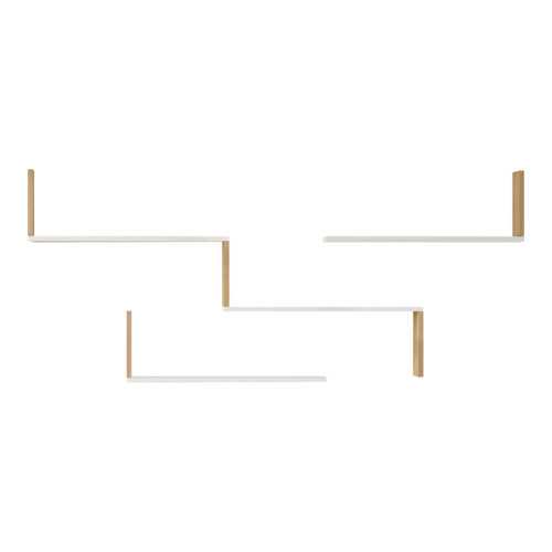 Wall shelf Flear pakoworld white with oak color 179x14.5x76,2cm