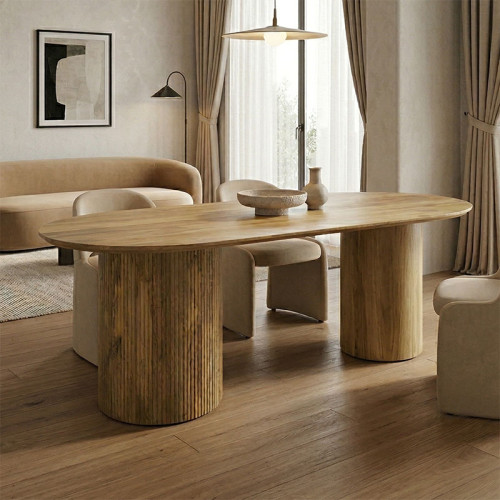 Dining table Flute pakoworld solid mango wood in natural color 200x90x76cm