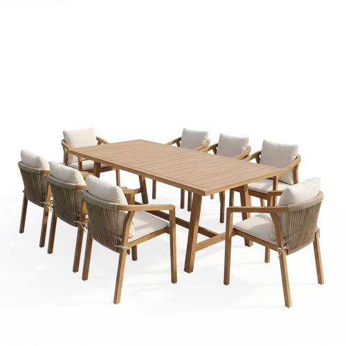 Malibu pakoworld dining table 9 pcs solid acacia wood 180x90x75cm