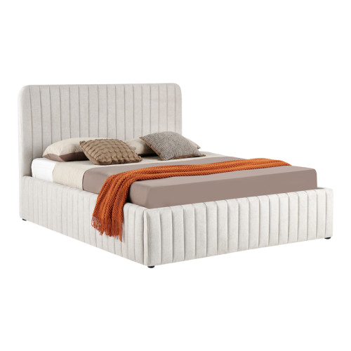 Double bed Zilin pakoworld beige fabric With storage space 160x200cm