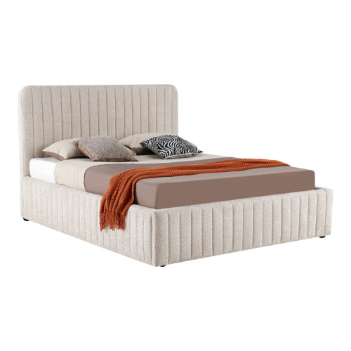 Double bed Zilin pakoworld beige bouble fabric With storage space 160x200cm