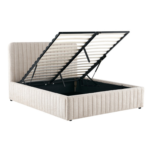 Double bed Zilin pakoworld beige bouble fabric With storage space 160x200cm