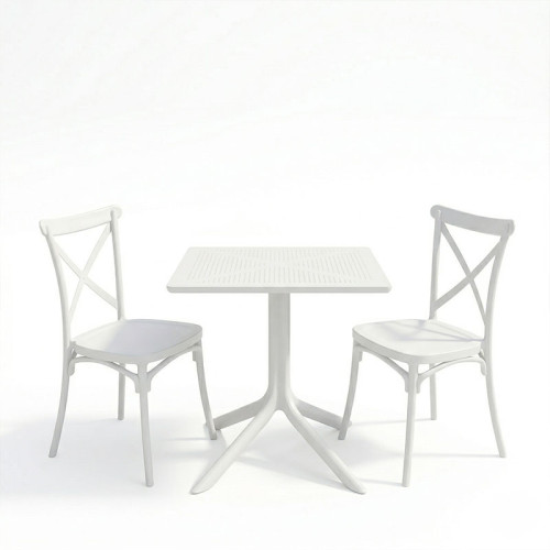 Dining table Groovy Crossie pakoworld 3 pcs white PP 60x60x76cm