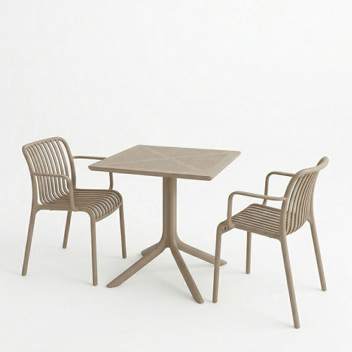Dining table Groovy Zoi pakoworld 3 pcs cappuccino PP 60x60x76cm