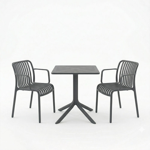 Dining table Groovy Zoi pakoworld 3 pcs anthracite PP 60x60x76cm
