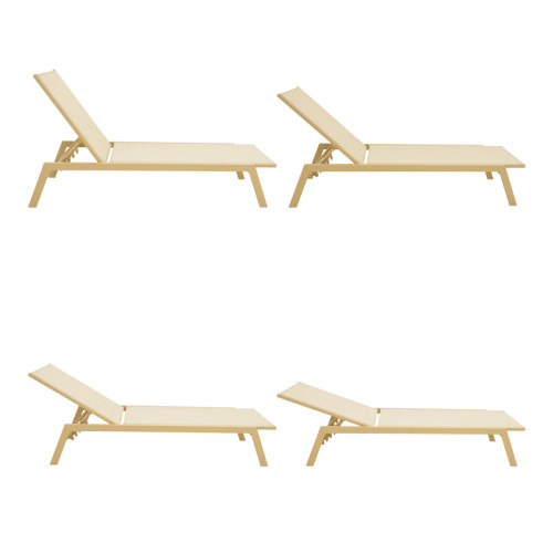 Boka pakoworld aluminum sunbed cappuccino-textilene in champagne 60x192x31cm