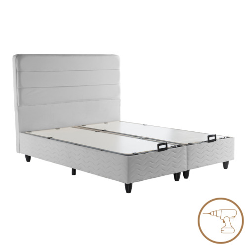 Double bed Linteda pakoworld with storage space grye velvet 160x200cm