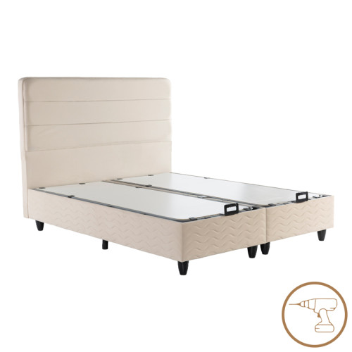 Double bed Linteda pakoworld with storage space cream velvet 160x200cm