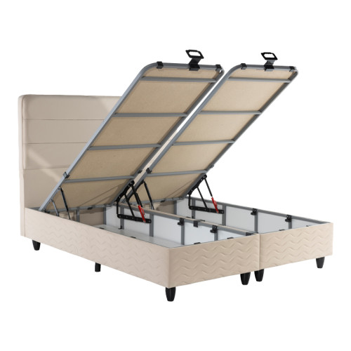 Double bed Linteda pakoworld with storage space cream velvet 160x200cm