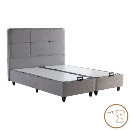 Double bed Punto pakoworld with storage space grye velvet 160x200cm