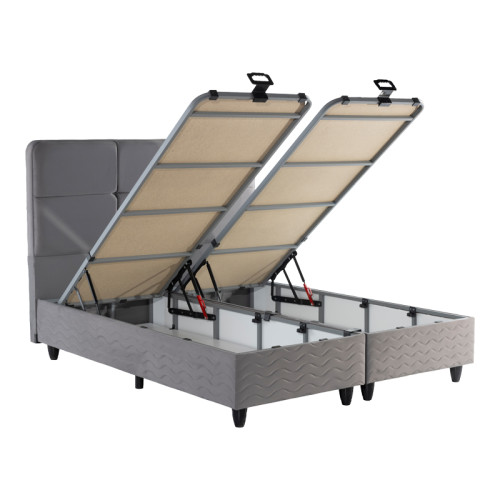 Double bed Punto pakoworld with storage space grye velvet 160x200cm
