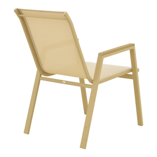 Azelie pakoworld stackable armchair, aluminum in cappuccino-textilene champagne 56x75x88cm
