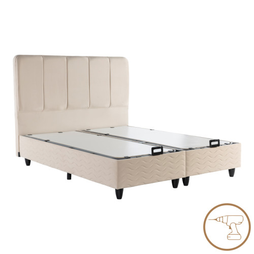 Double bed Lunda pakoworld with storage space cream velvet 160x200cm
