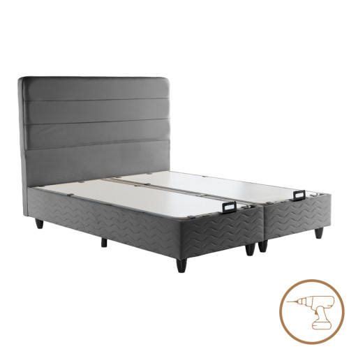 Double bed Linteda pakoworld with storage space anthracite velvet 160x200cm