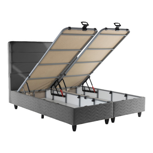 Double bed Linteda pakoworld with storage space anthracite velvet 160x200cm