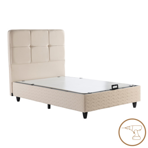 Semi-Double bed Punto pakoworld with storage space cream velvet 120x200cm