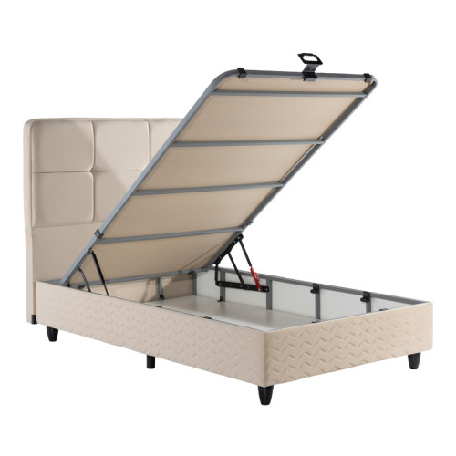 Semi-Double bed Punto pakoworld with storage space cream velvet 120x200cm