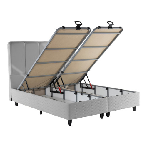 Double bed Lunda pakoworld with storage space grye velvet 160x200cm