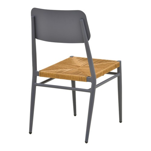Giardino chair pakoworld stackable aluminum in anthracite -pe rattan in natural shade 45x56x82cm