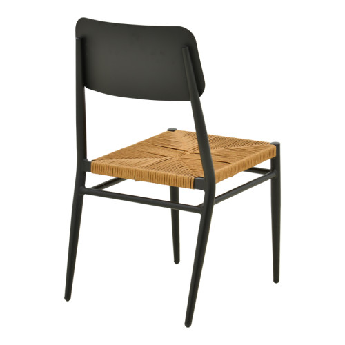 Giardino chair pakoworld stackable aluminum in black -pe rattan in natural shade 45x56x82cm