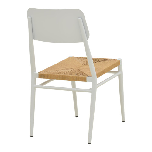 Giardino chair pakoworld stackable aluminum in white -pe rattan in natural shade 45x56x82cm