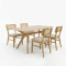 Raffles pakoworld dining set 5pcs rubberwood with pe rattan in natural color 150x90x76cm