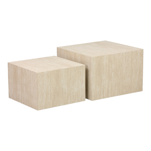 Side tables set 2pcs Coffina pakoworld mdf in travertine look