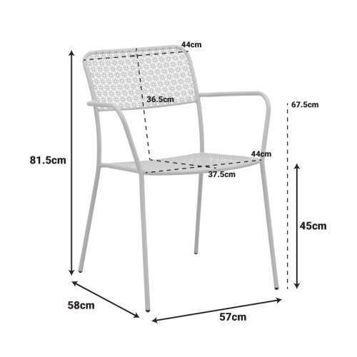 Stackable armchair Federal pakoworld cream metal 57x58x81.5cm