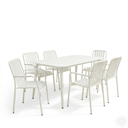 Dining set Heven Vista pakoworld set of 7 pices black aluminum 150x80x72cm