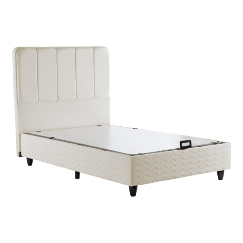 Single bed Lunda pakoworld with storage space cream velvet 90x200cm