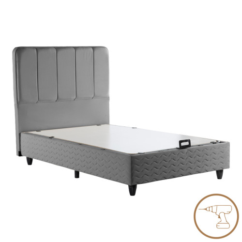 Single bed Lunda pakoworld with storage space anthracite velvet 90x200cm