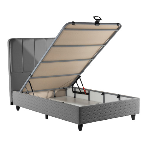 Single bed Lunda pakoworld with storage space anthracite velvet 90x200cm