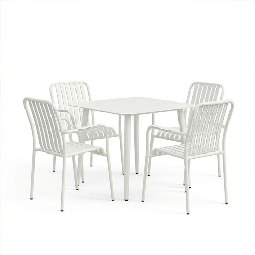 Dining set Heven Vista pakoworld set of 5 pices black aluminum 80x80x72cm