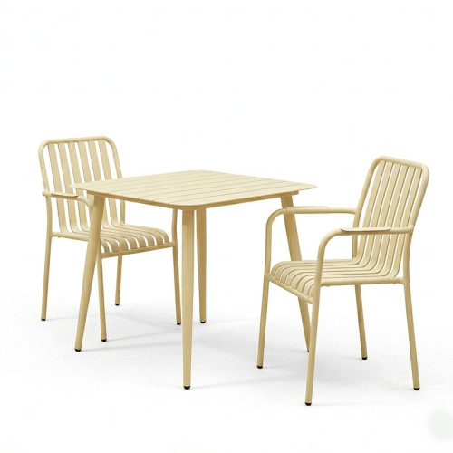 Dining set Heven Vista pakoworld set of 3 pices champagne aluminum 80x80x72cm